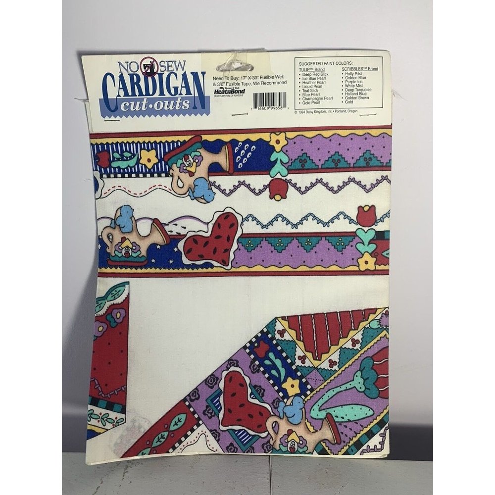 Daisy Kingdom Cardigan Cut-Outs No-Sew Fabric Appliqué Garden Grandma